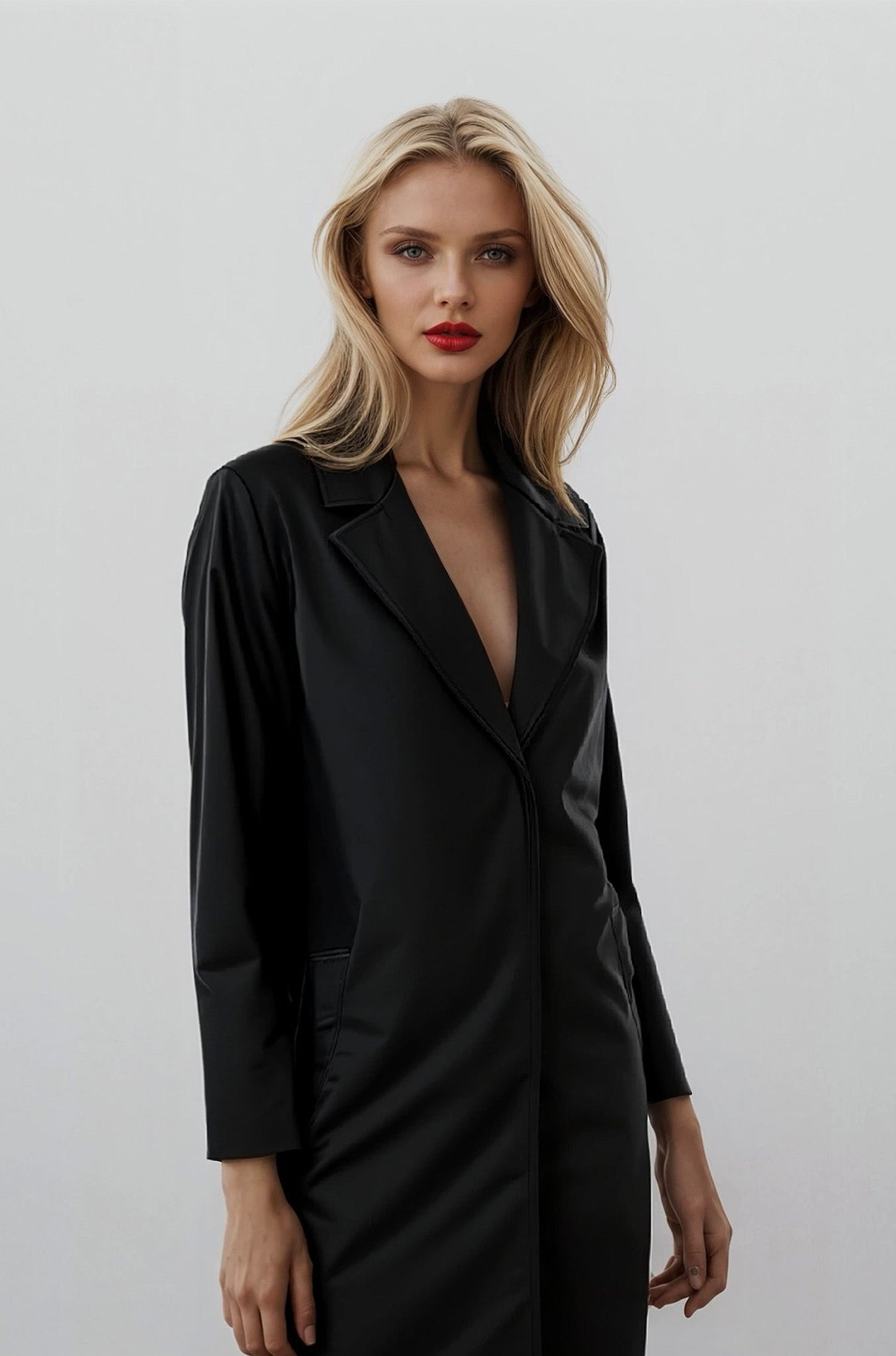 FAUX LEATHER TRENCH COAT