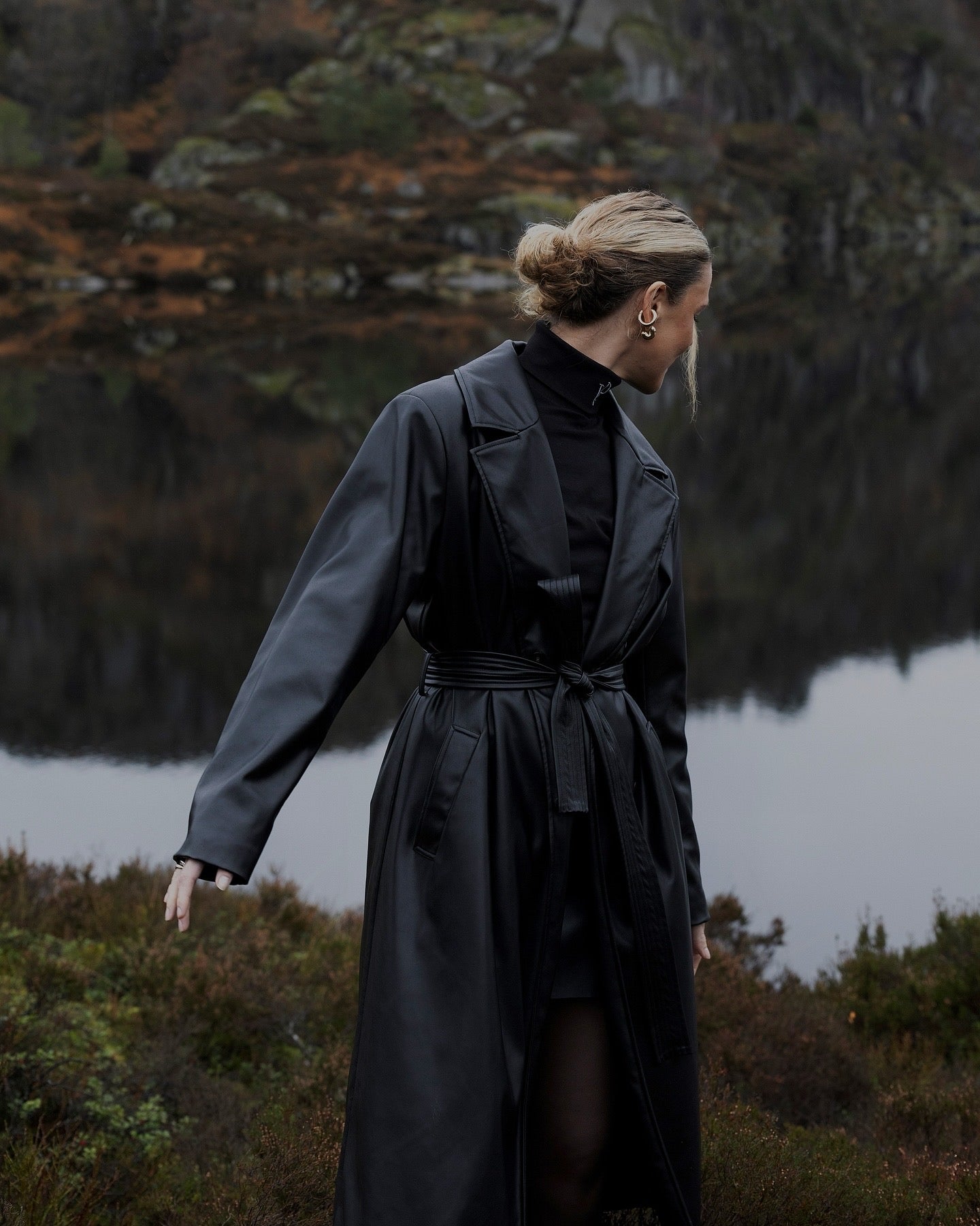 FAUX LEATHER TRENCH COAT