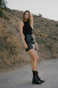 FAUX LEATHER SKORT