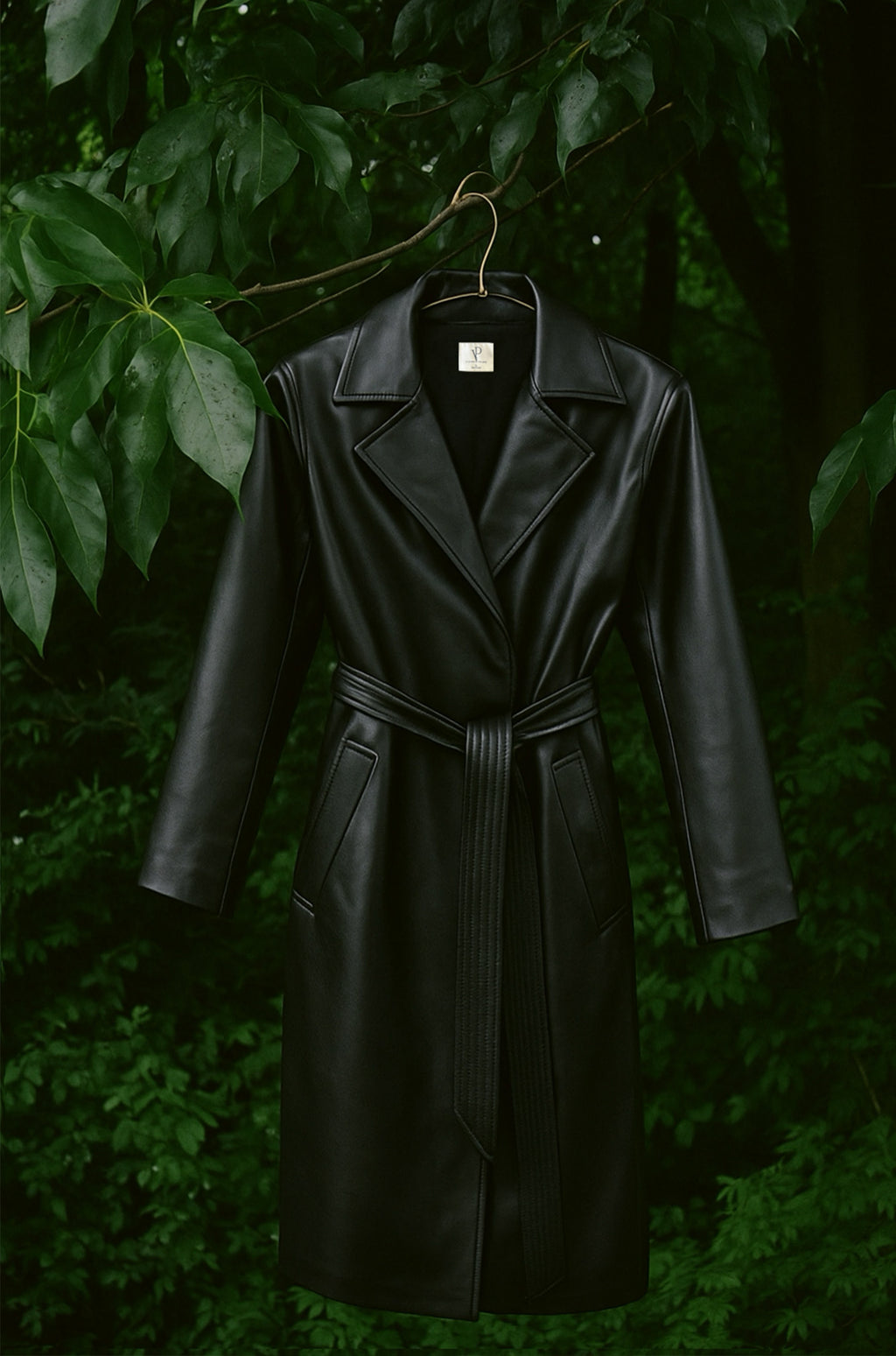 FAUX LEATHER TRENCH COAT