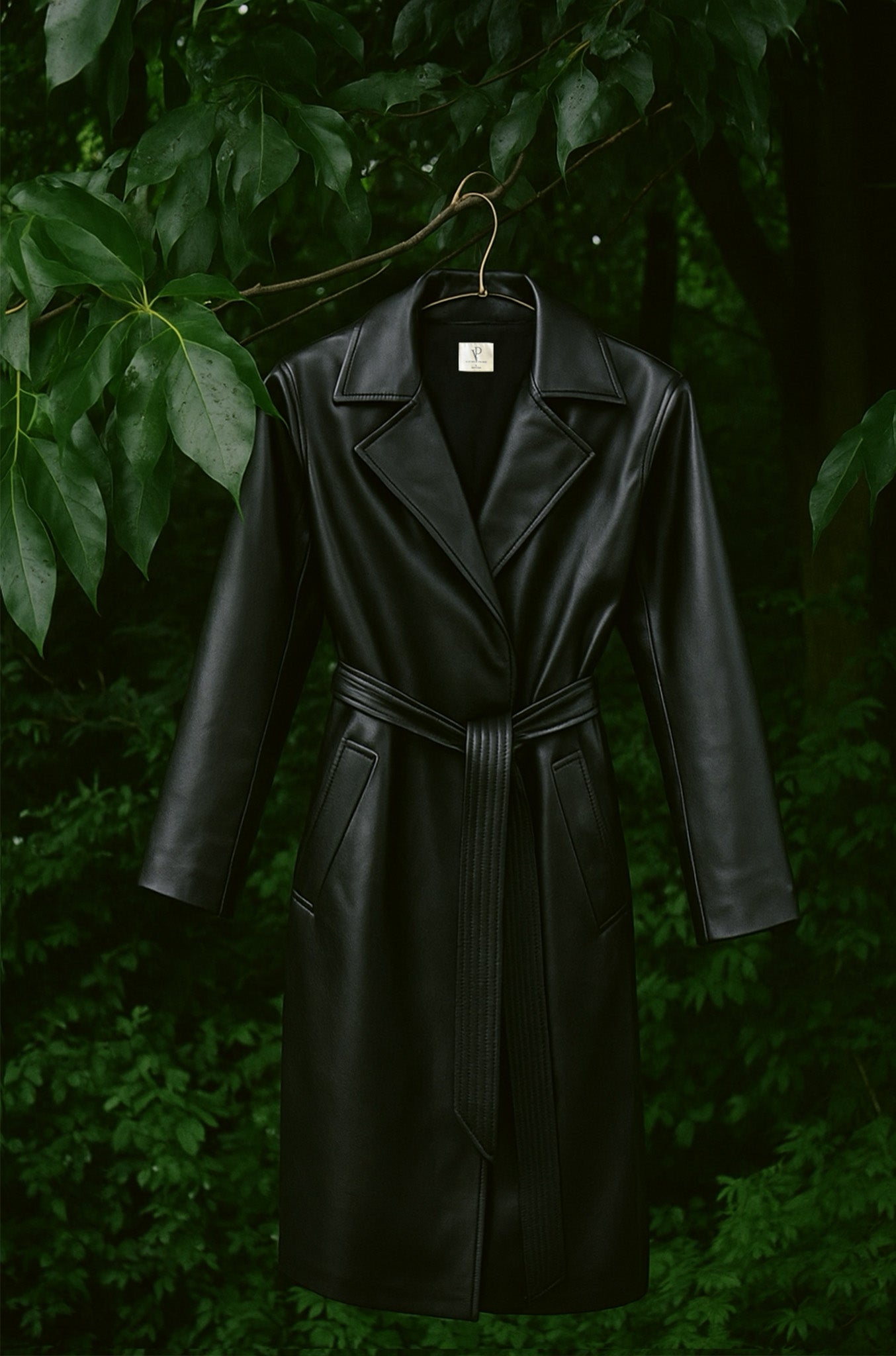 FAUX LEATHER TRENCH COAT