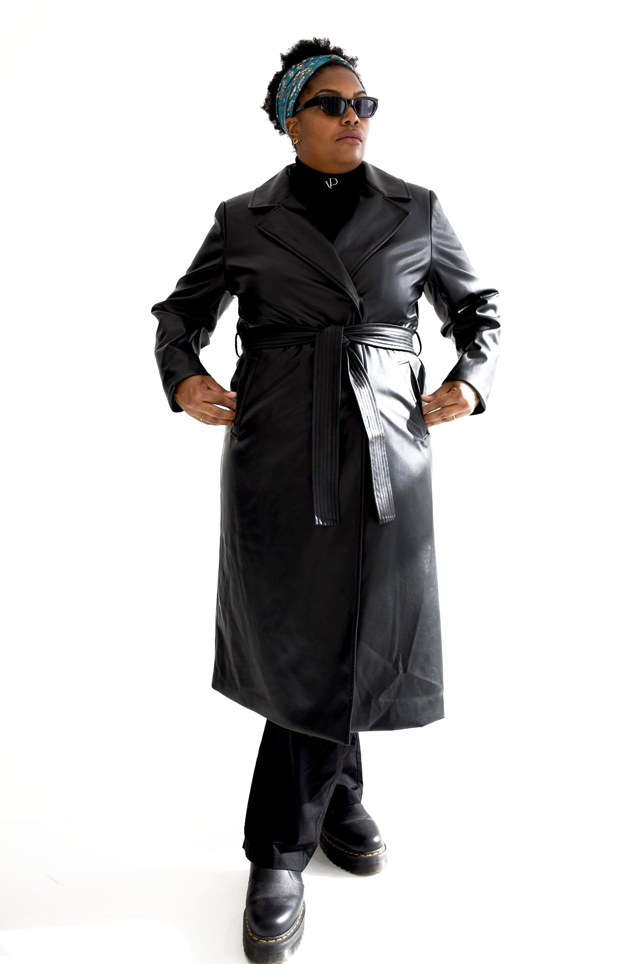 FAUX LEATHER TRENCH COAT