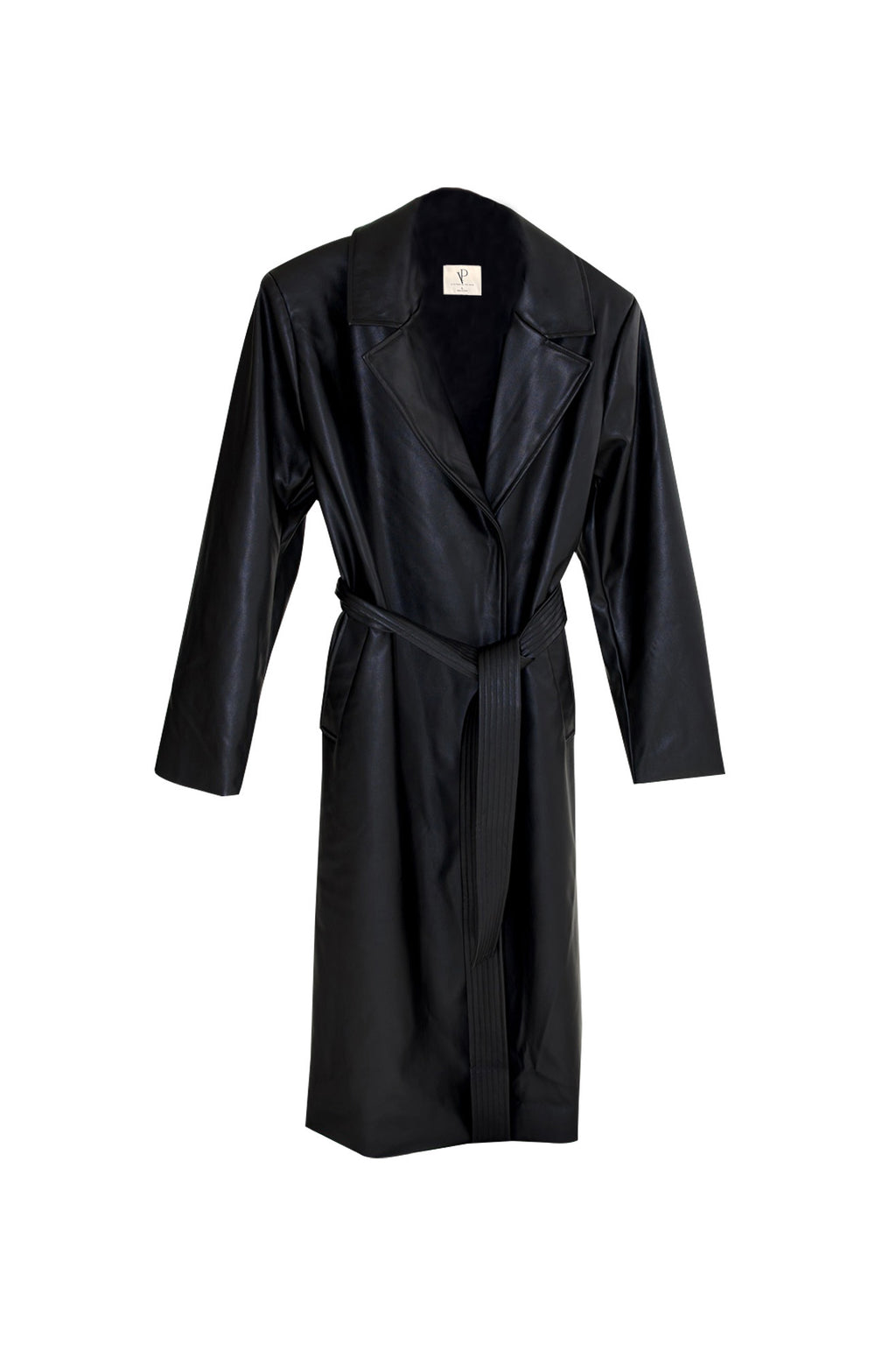 FAUX LEATHER TRENCH COAT