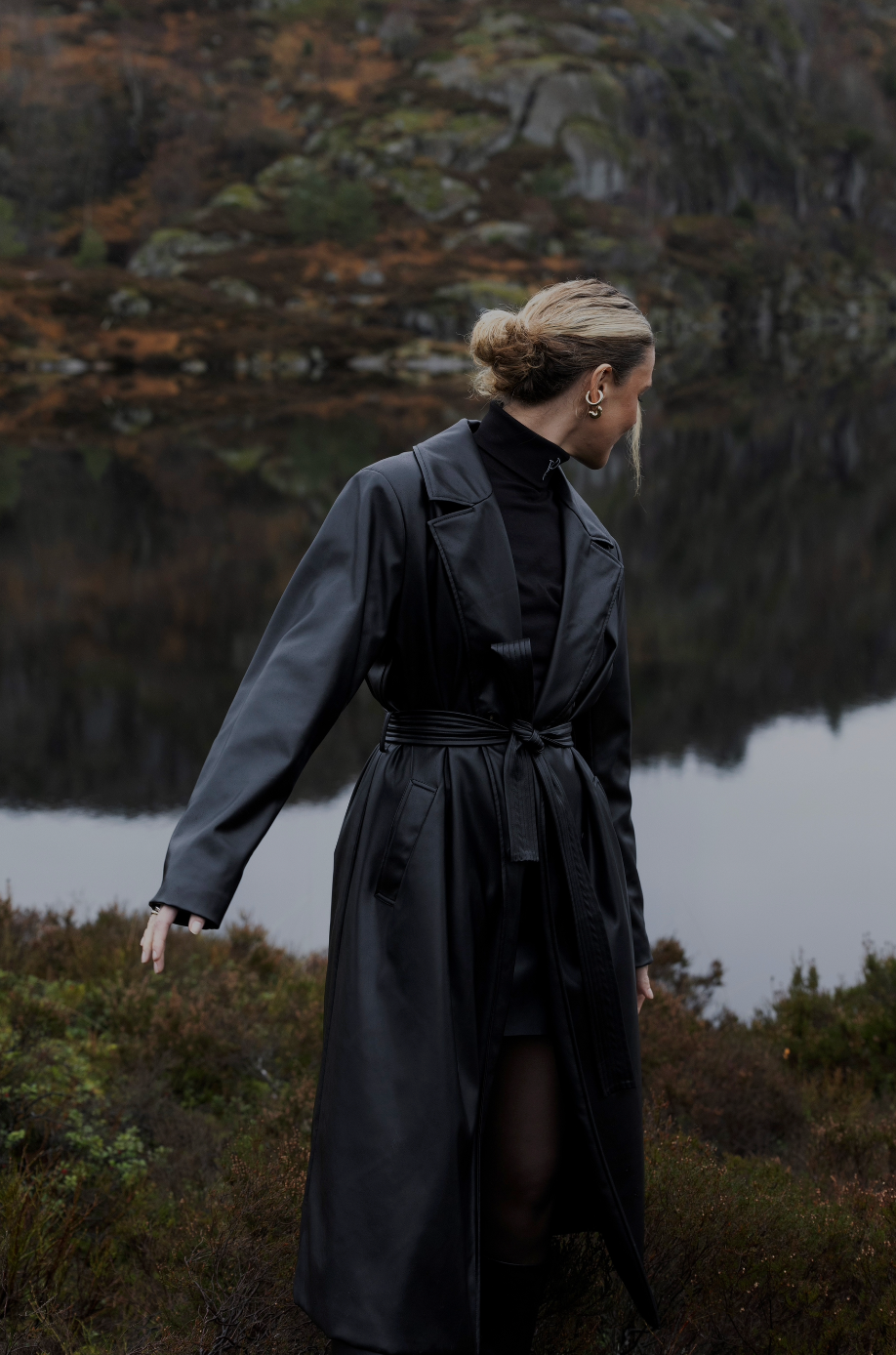 FAUX LEATHER TRENCH COAT